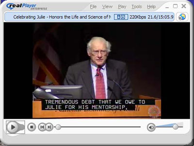 Text captions appear below the video image. For Internet videos, this text can be located by search engines such as Google