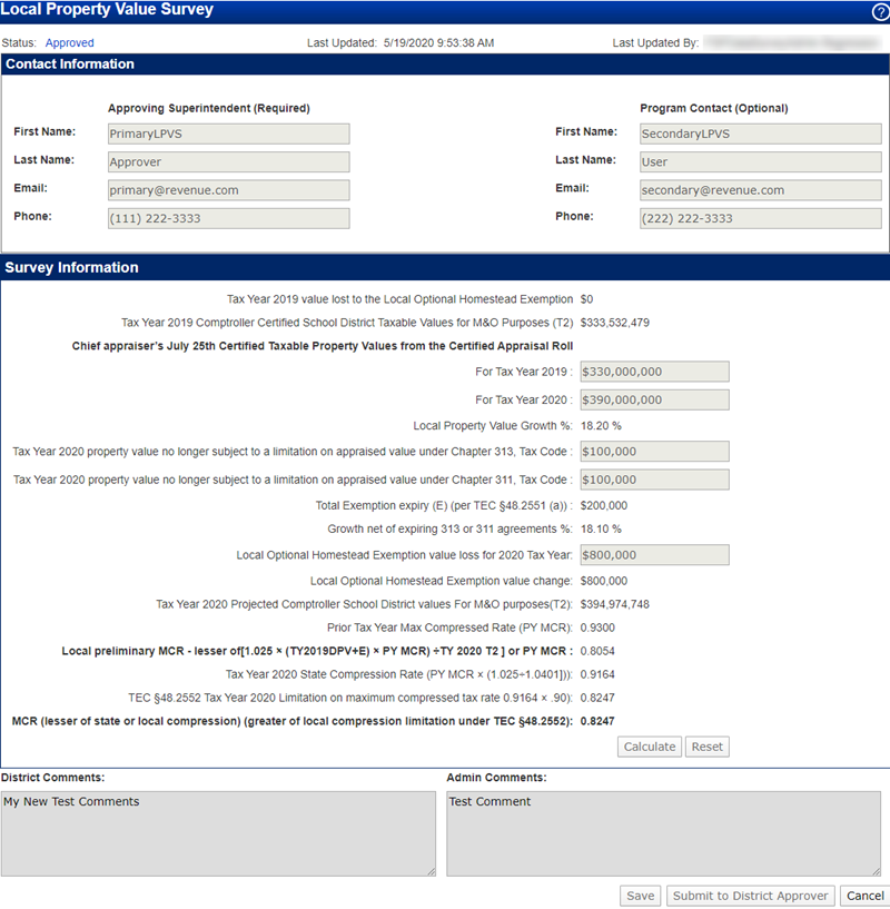 Screenshot of Local Property Value Survey