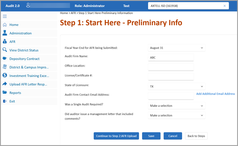 preliminary information page