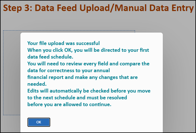 upload successful message